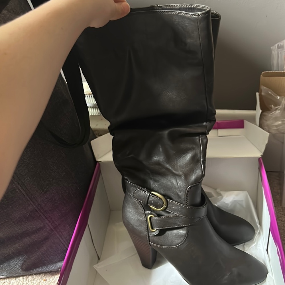 Brown Pump Knee-High Boots